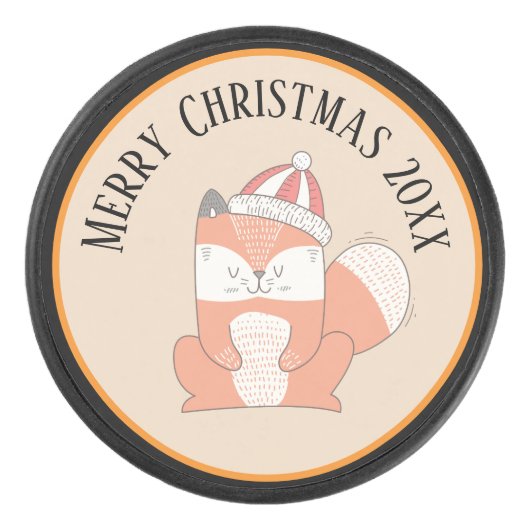 Kute kersthaas met Pet Hockey Puck (Voorkant)