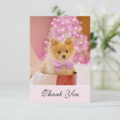 Kute kersthond Foto met roze poep en boom Bedankkaart (Staand voorkant)