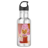 Kute kersthond met roze Bow-foto Waterfles (Voorkant)