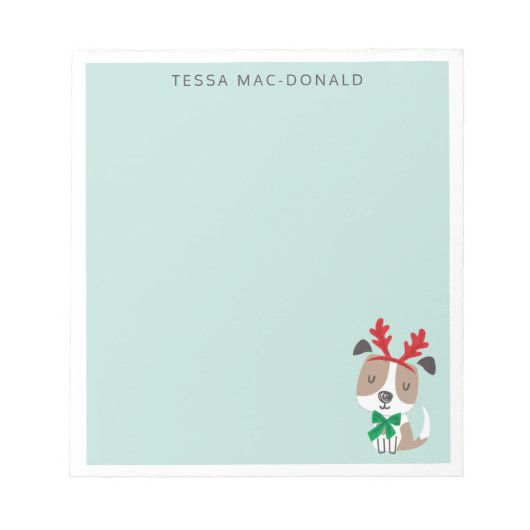 Kute kersthond op munt notitieblok (Voorkant)