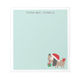 Kute kersthond op munt notitieblok