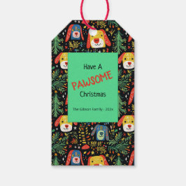 Kute kersthonden cadeaulabel