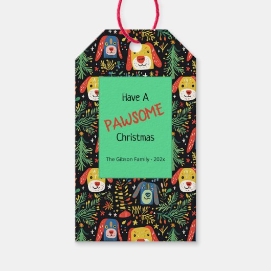 Kute kersthonden cadeaulabel (Voorkant)