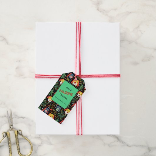 Kute kersthonden cadeaulabel (Met Touw)