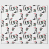 Kute kersthonden met Santa Hats Holly Berry Cadeaupapier (Vlak)