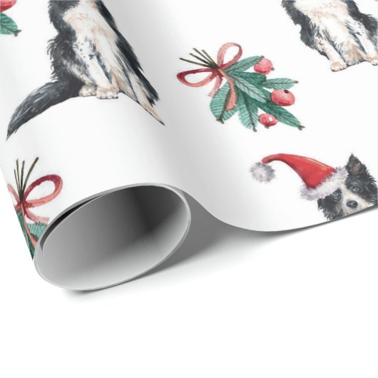 Kute kersthonden met Santa Hats Holly Berry Cadeaupapier (Rol Hoek)