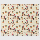 Kute kersthonden met Santa Hats Jingle Bells Cadeaupapier (Vlak)