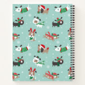 Kute kersthonden op lichtblauw notitieboek (Achterkant)