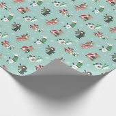 Kute kersthonden op munt cadeaupapier (Hoek)