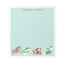 Kute kersthonden op munt notitieblok