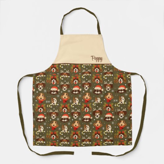 Kute kersthonden schort (Voorkant)