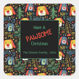 Kute kersthonden vierkante sticker