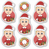 Kute kerstjongen met blond haar sticker (Voorkant)