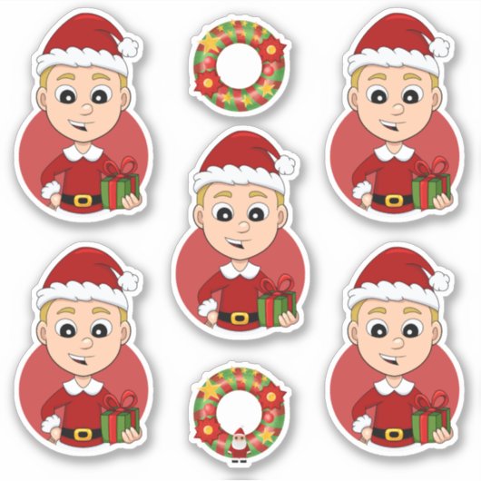 Kute kerstjongen met blond haar sticker (Voorkant)