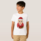 Kute kerstjongen met blond haar t-shirt (Voorkant volledig)