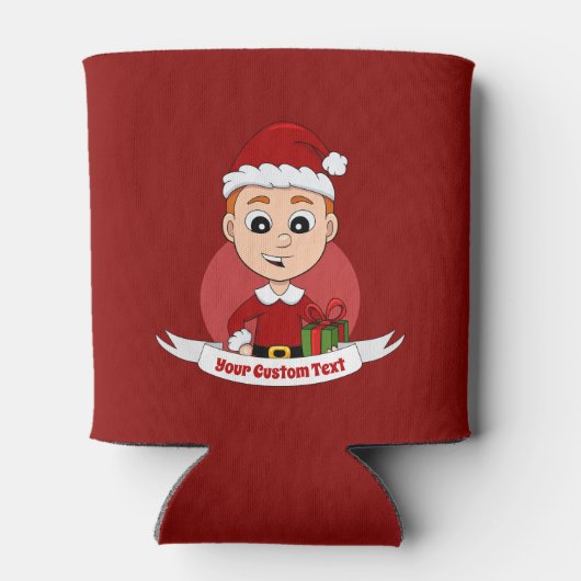 Kute kerstjongen met gemberhaar blikjeskoeler (Achterkant)