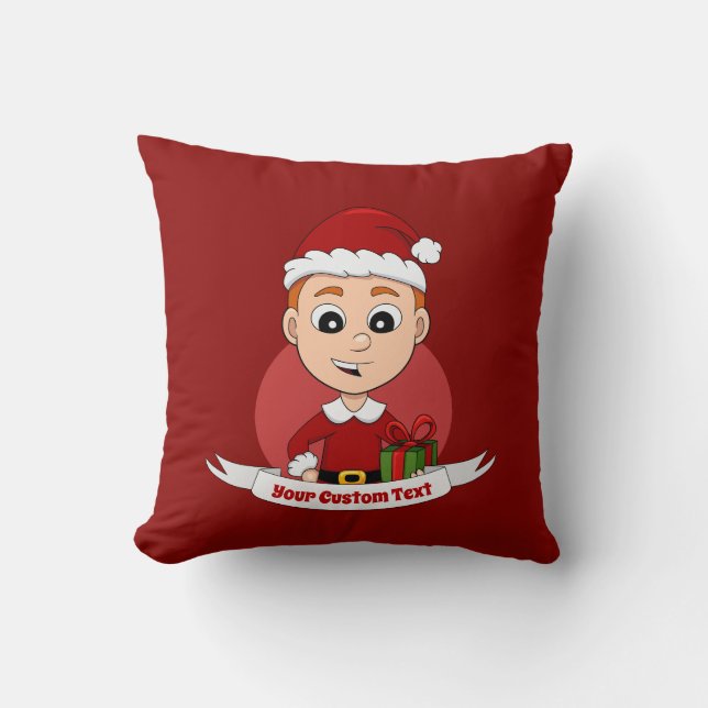 Kute kerstjongen met gemberhaar kussen (Voorkant)