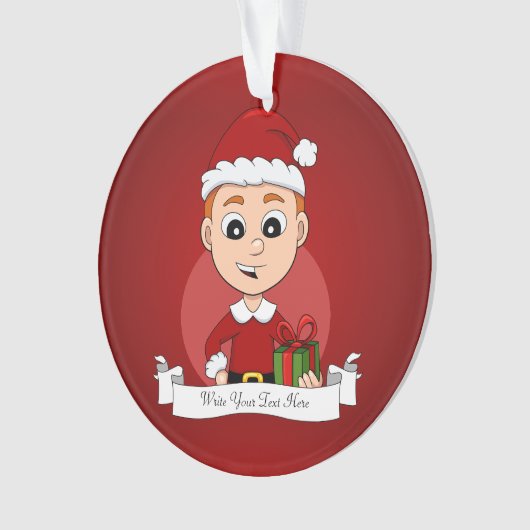 Kute kerstjongen met gemberhaar ornament (voorkant)