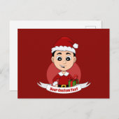 Kute kerstjongen met zwart haar briefkaart (Voorkant / Achterkant)