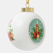 Kute kerstkaarsen en spugen keramische bal ornament (Links)