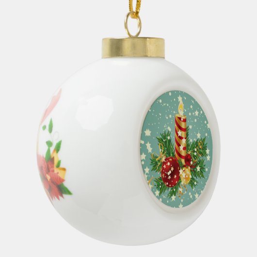 Kute kerstkaarsen en spugen keramische bal ornament (Links)