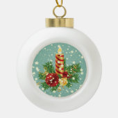 Kute kerstkaarsen en spugen keramische bal ornament (Voorkant)