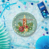 Kute kerstkaarsen en spugen papieren bordje (Feest)