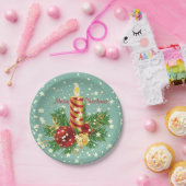 Kute kerstkaarsen en spugen papieren bordje (Feest)