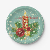 Kute kerstkaarsen en spugen papieren bordje (Voorkant)