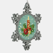 Kute kerstkaarsen en spugen tin sneeuwvlok ornament (Links)