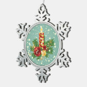 Kute kerstkaarsen en spugen tin sneeuwvlok ornament (Rechts)