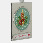 Kute kerstkaarsen en spugen verzilverd banner ornament (Rechts)