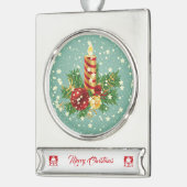 Kute kerstkaarsen en spugen verzilverd banner ornament (Links)