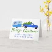 Kute kerstkampper Truck Trailer  RV Kaart (Gele Bloem)