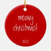 Kute kerstkat, rood terug, personaliseren met jaar keramisch ornament (Achterkant)