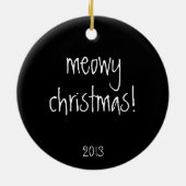Kute kerstkat, zwarte rug, gepersonaliseerde naam/ keramisch ornament (Achterkant)