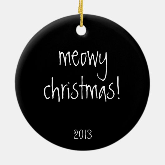 Kute kerstkat, zwarte rug, gepersonaliseerde naam/ keramisch ornament (Achterkant)