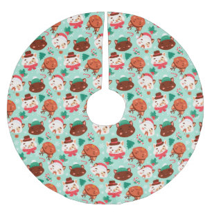 Kute kerstkatten geborsteld Polyester Tree Skirt Kerstboom Rok