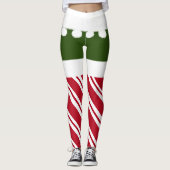 Kute kerstkerstmis met blauw snoepriet met witte d leggings (Voorkant)