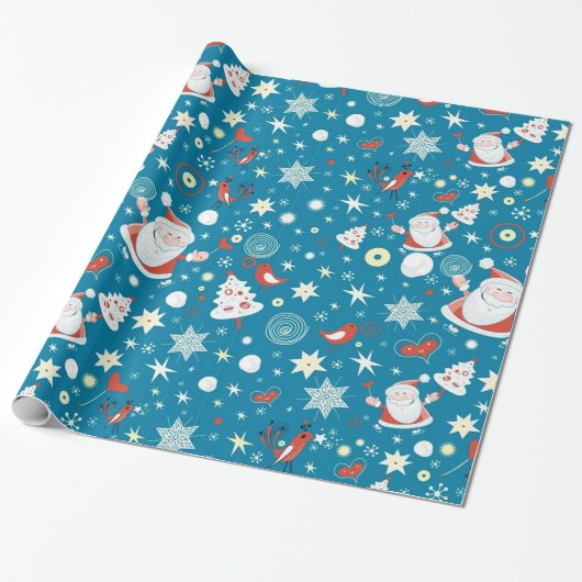 Kute kerstkerstpatroonpapier cadeaupapier (Uitgerold)