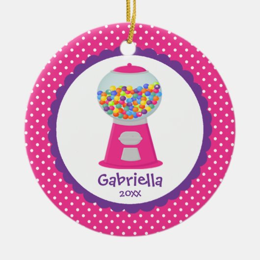 Kute kerstkerstversiering PINK Gumballs Keramisch Ornament (Voorkant)