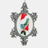 Kute kerstkikker met Santa Hat Whimsical Tin Sneeuwvlok Ornament (Links)