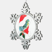 Kute kerstkikker met Santa Hat Whimsical Tin Sneeuwvlok Ornament (Rechts)