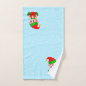 Kute kerstkleppen op lichtblauw bad handdoek (Handdoek)