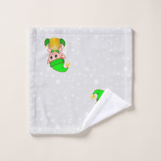 Kute kerstkleppen op Light Silver Grey Bad Handdoek (Wasdoekje)