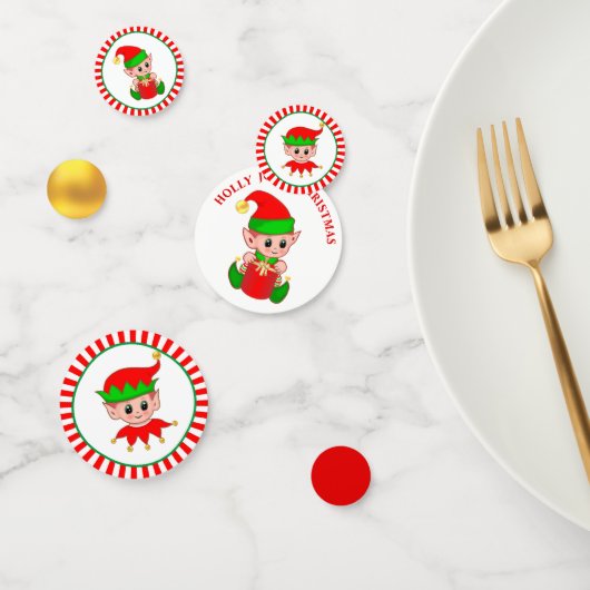 Kute kerstkleppen op rood wit confetti (Groep)