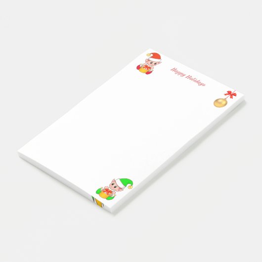 Kute kerstkleppen op wit post-it® notes (Schuin)