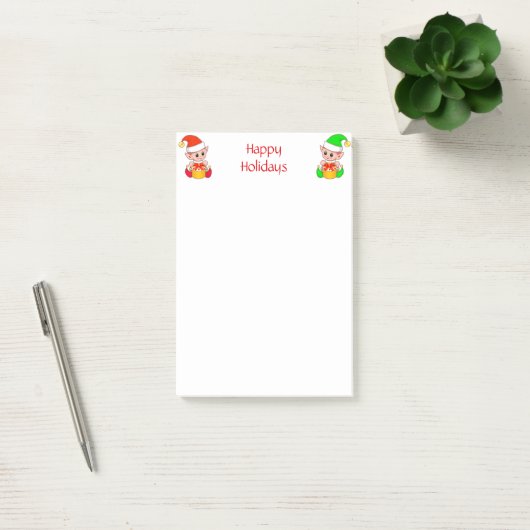 Kute kerstkleppen op wit post-it® notes (Kantoor)