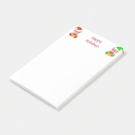 Kute kerstkleppen op wit post-it® notes (Schuin)