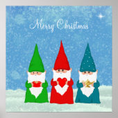 Kute kerstknoma's gekleed in blauw rood en groen poster (Voorkant)